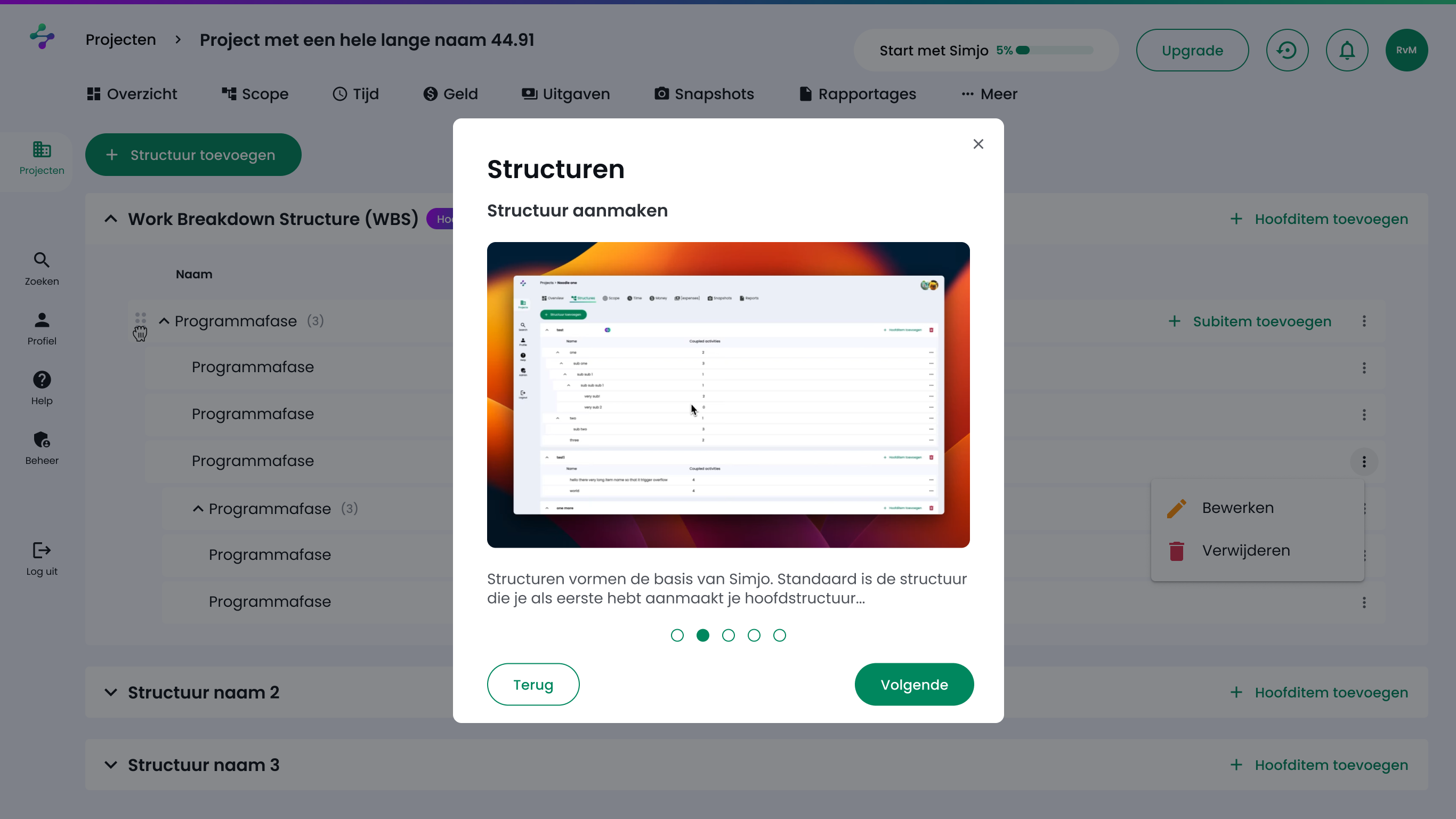 Per-row context menu